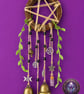 Handmade Witch Bells Door Hanger, Pentacle Protection Charm, Pagan Wiccan Decor,