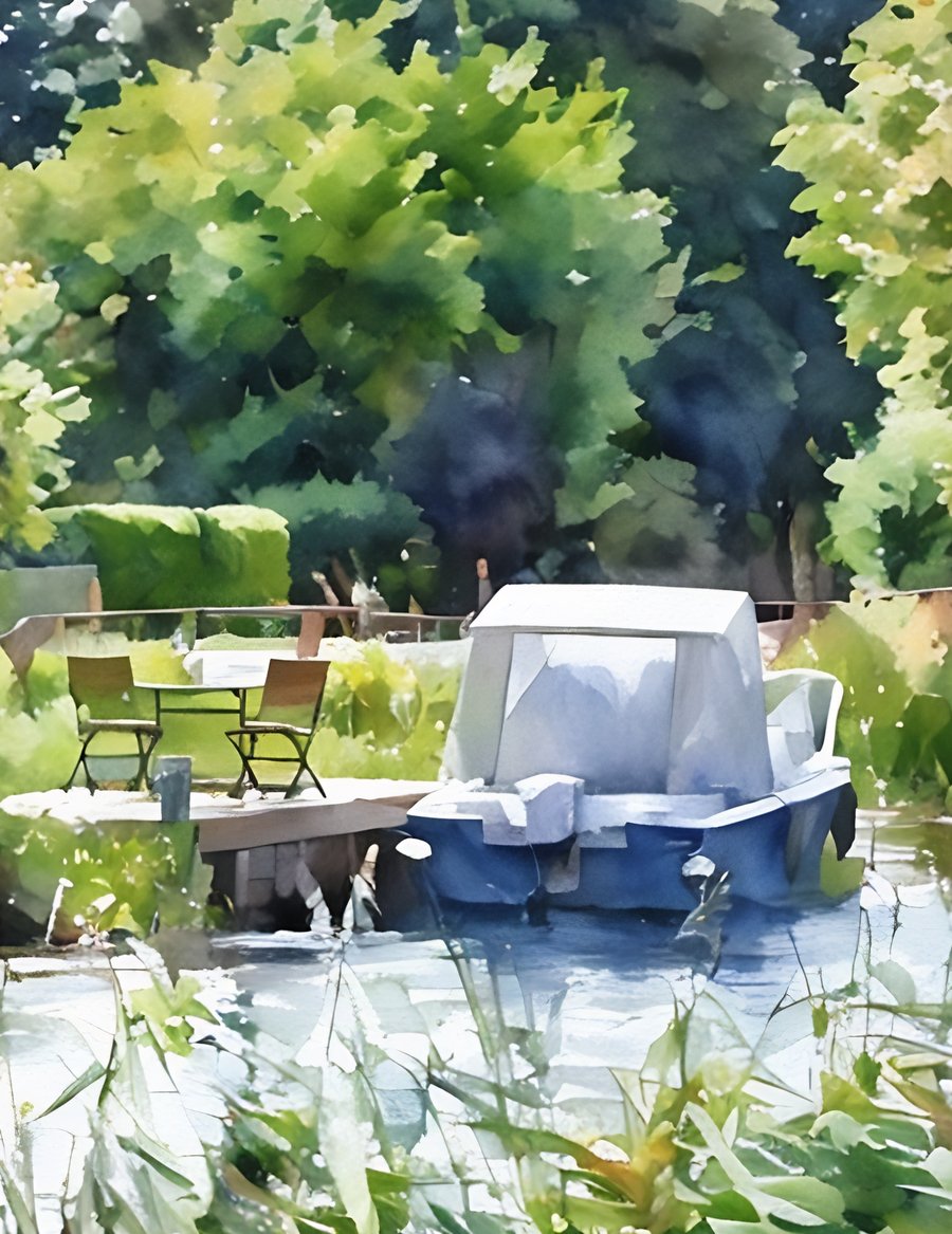 Digital Download of Print Watercolour Pleasure Boat on the Fens Norfolk