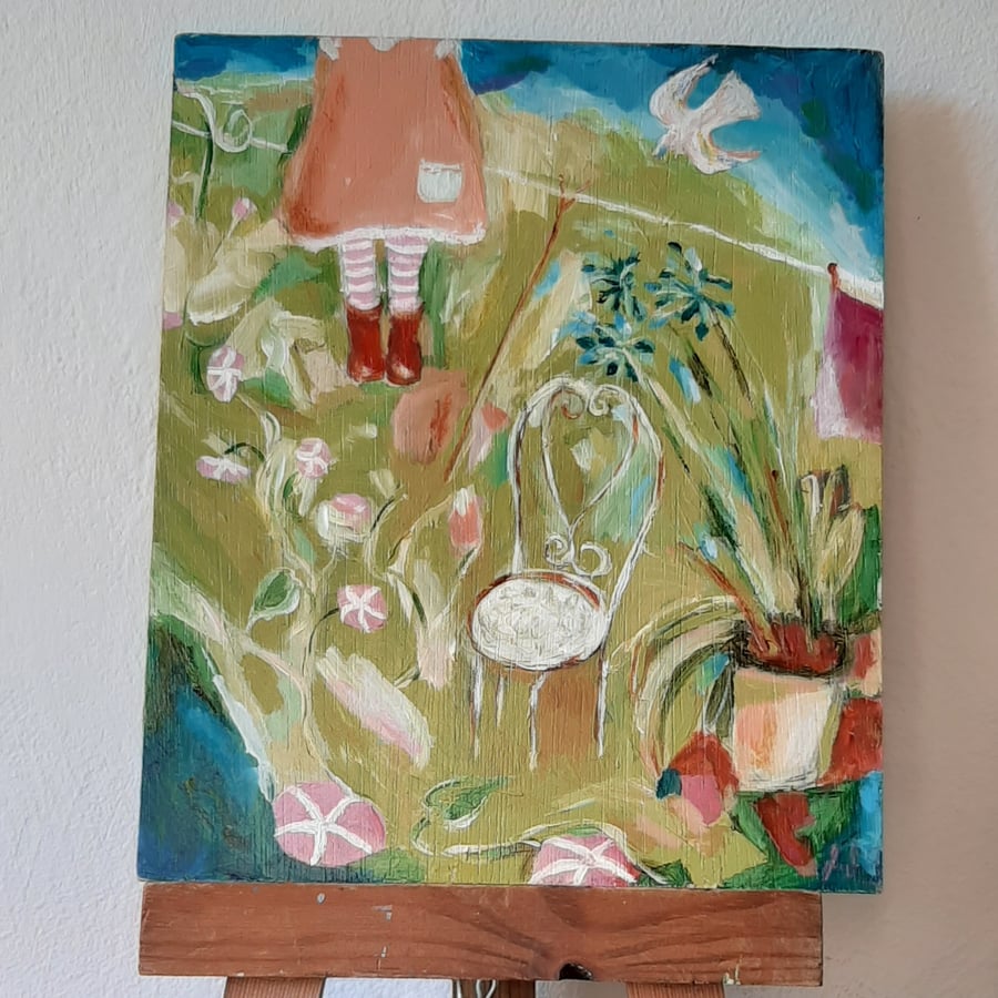 A cornish garden original painting 