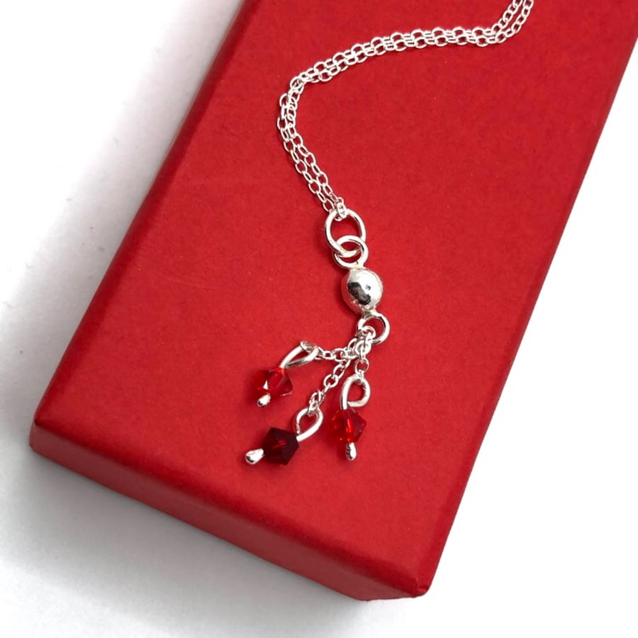 Silver moon Swarovski beaded pendant