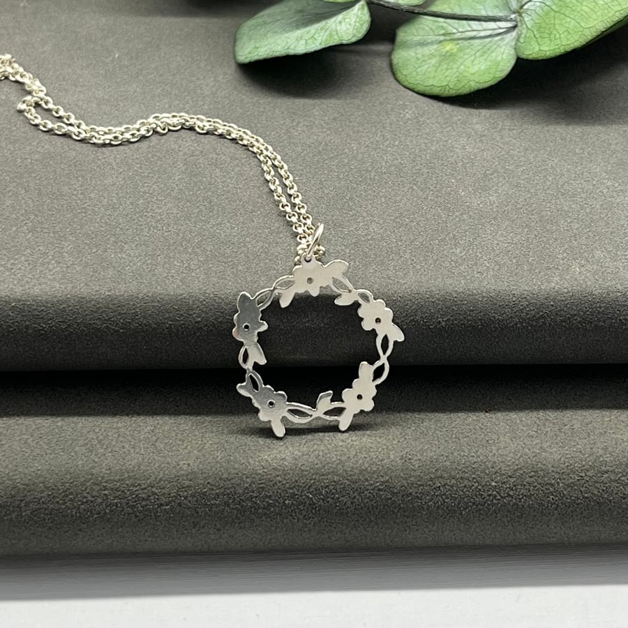 Handmade Sterling Silver Delicate Flower Ring Pendant