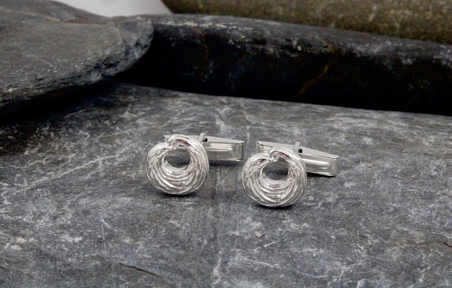 Ebb and Flow Wave Sterling Silver Cufflink
