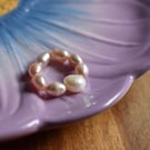 Pale Pink Rice Freshwater Pearl Elastic Ring Band - Natural Pearls