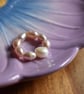 Pale Pink Rice Freshwater Pearl Elastic Ring Band - Natural Pearls