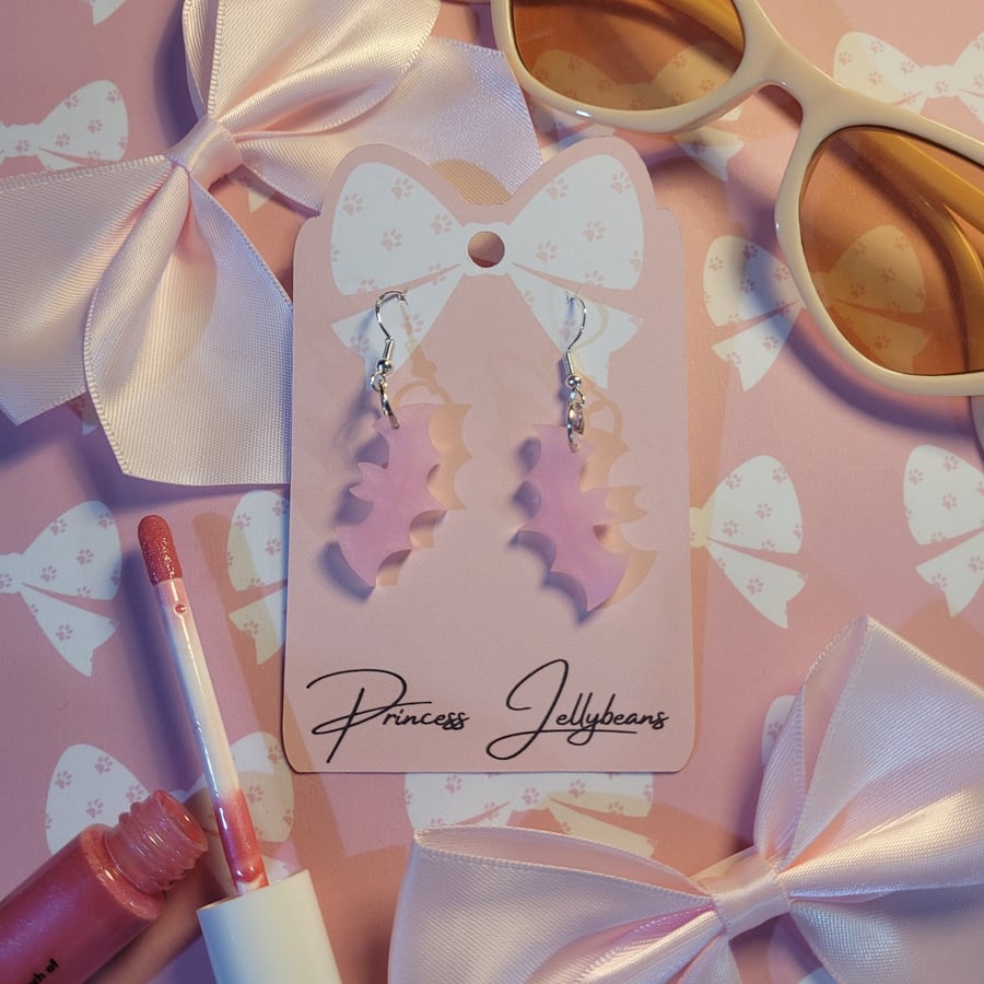 Pale Pink Bat Earrings