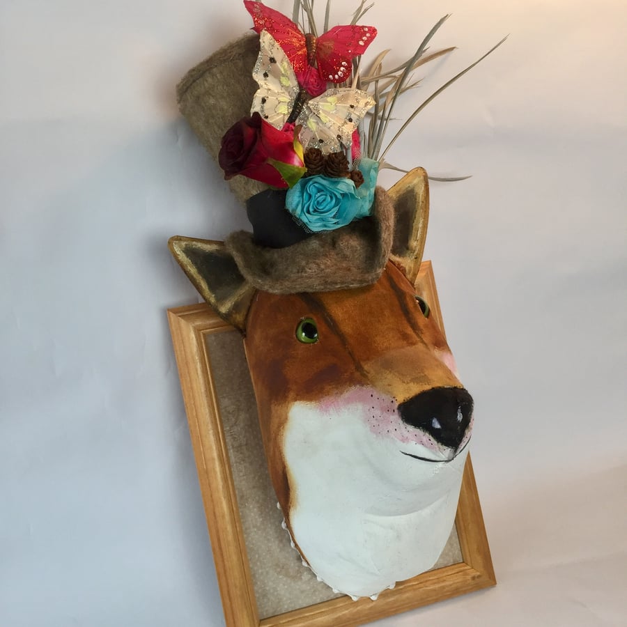 Textile dandy fox faux taxidermy