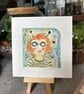 Orange Buzzy Bee - Collagraph Print - Image 1