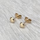 Handmade 9ct solid yellow gold tiny 3.7mm pebble nugget stud earrings