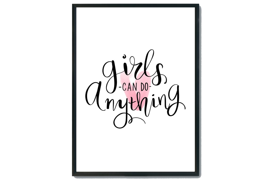 Girls inspirational quote print, Girls can do anything print, girls gift
