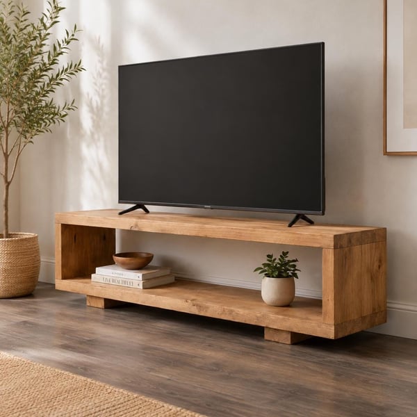Handmade Rustic Wooden TV Console Book Shelf Unit: Farmhouse Living Room Enterta