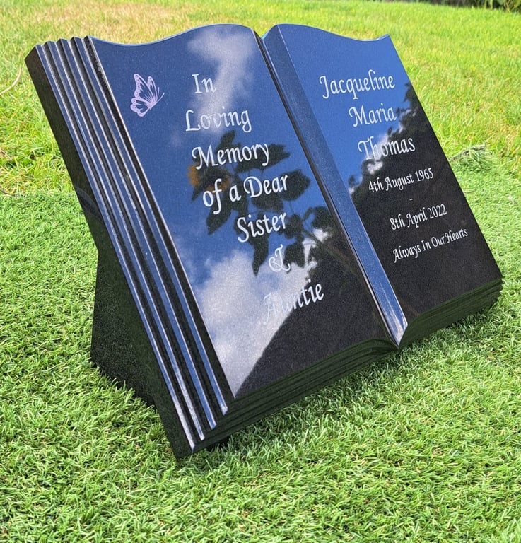 Memorial Grave Marker Grave Stone Headstone Flat Headstone Open Book Bible 