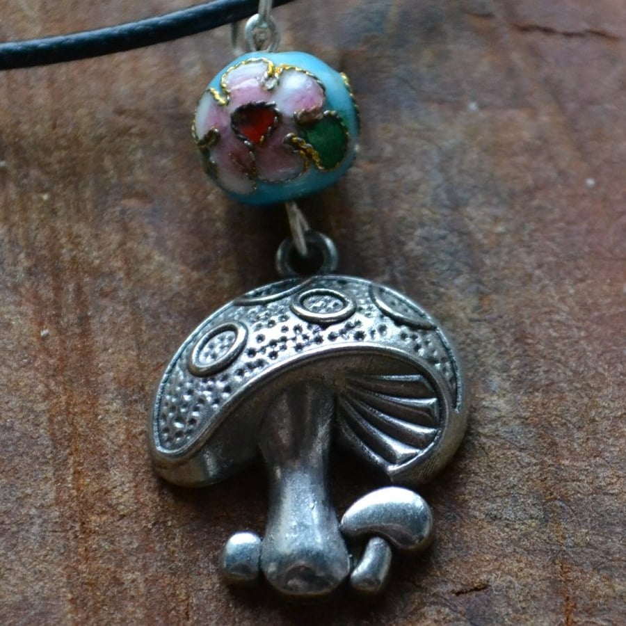 Toadstool pendant with cloissone bead