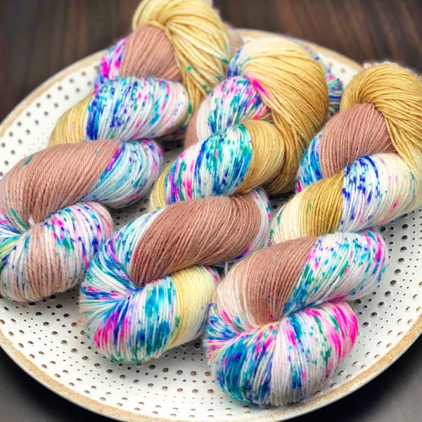 Hand Dyed Yarn: DK Merino Nylon - OOAK 