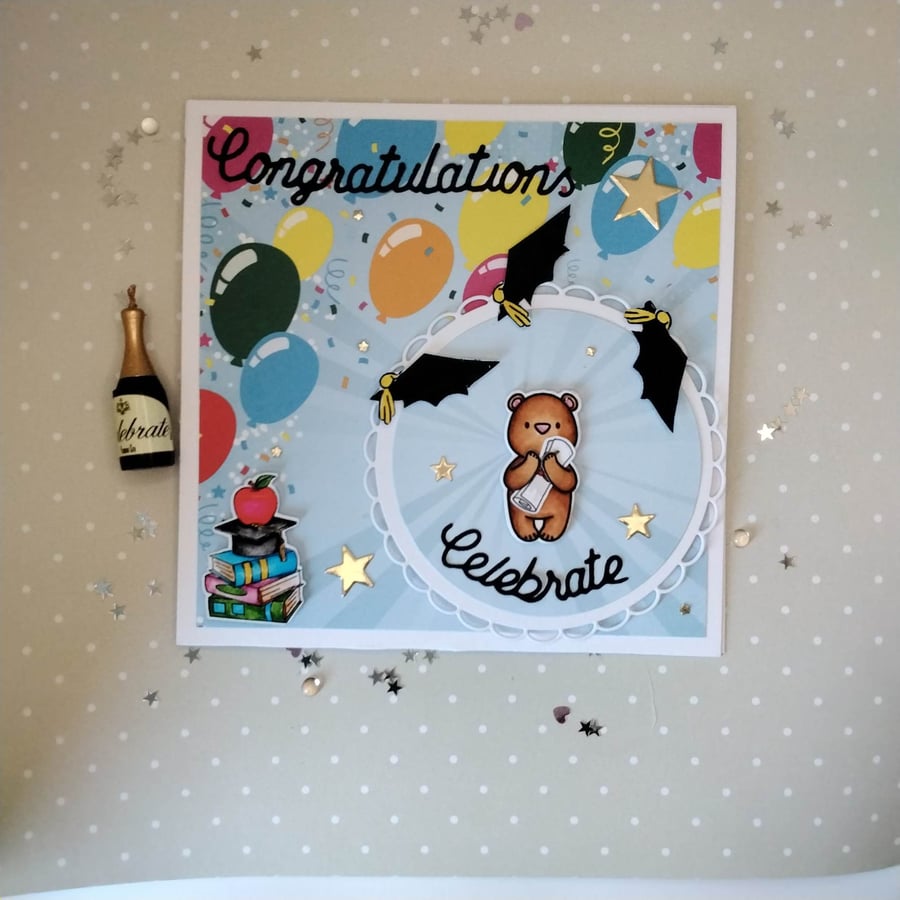 Hand-made, unique, luxury Graduation, Exam card