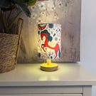 Red-Maned Horse Lamp with Floral & Starry Design