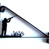 Gunman Aiming into the Air Silhouette Scroll Style Hanging Basket Bracket