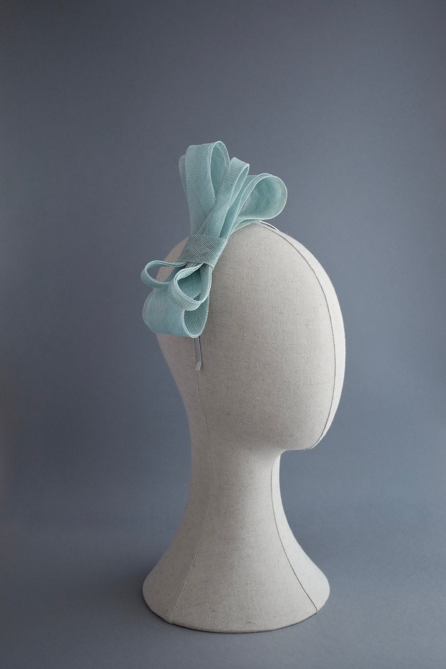 Duck Egg Blue Fascinator on a Silver Plated Headband, Handcrafted and Hand-Sewn 
