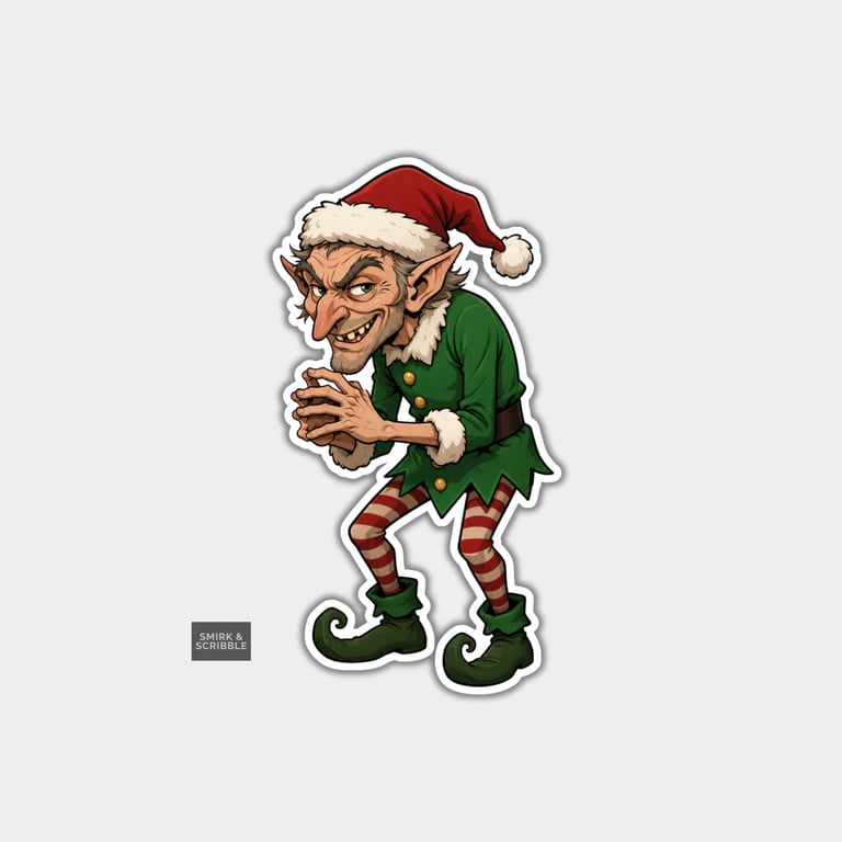 Unique Funny Christmas Sticker Xmas Decal For Adults - Creepy Elf