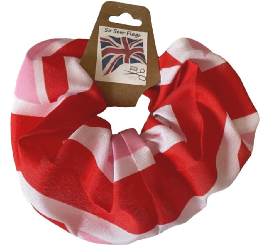 Union Jack Pink & Red Flag Hair Scrunchie Scrunchies Accessory Band Elastic