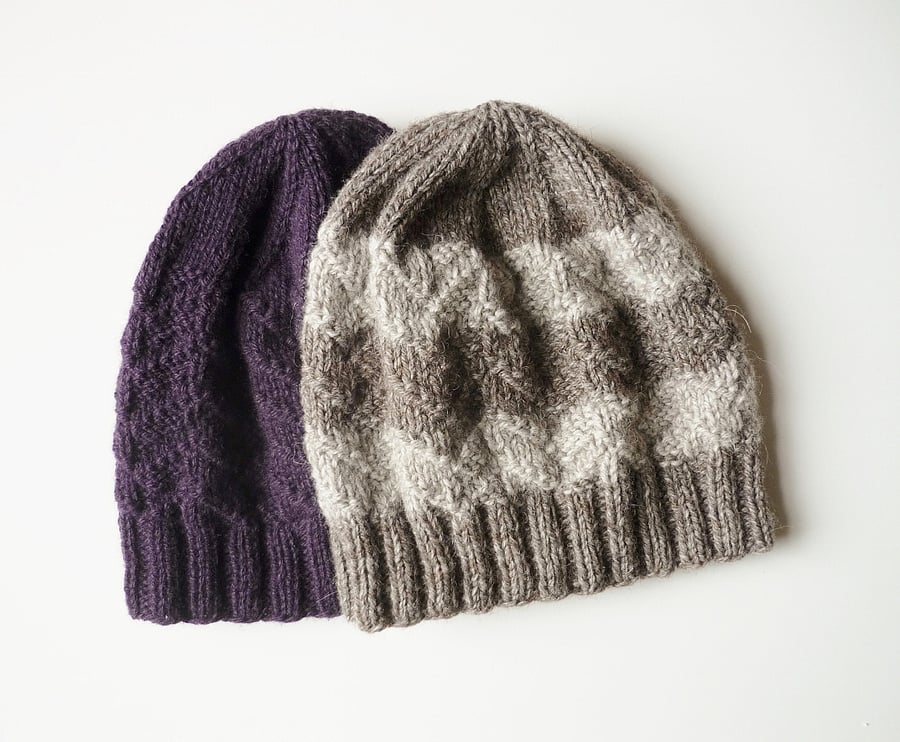 Guys' knitted beanie - Men's slouchy hat - Handmade in Scotland 