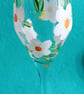 Hand Painted White Flowers Champagne Prosecco Wine Glass