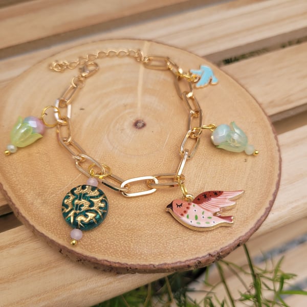 Spring Bird Charm Bracelet