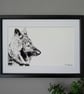German Shepherd Dog Print - long haired pet print GSD alsation - Image 1