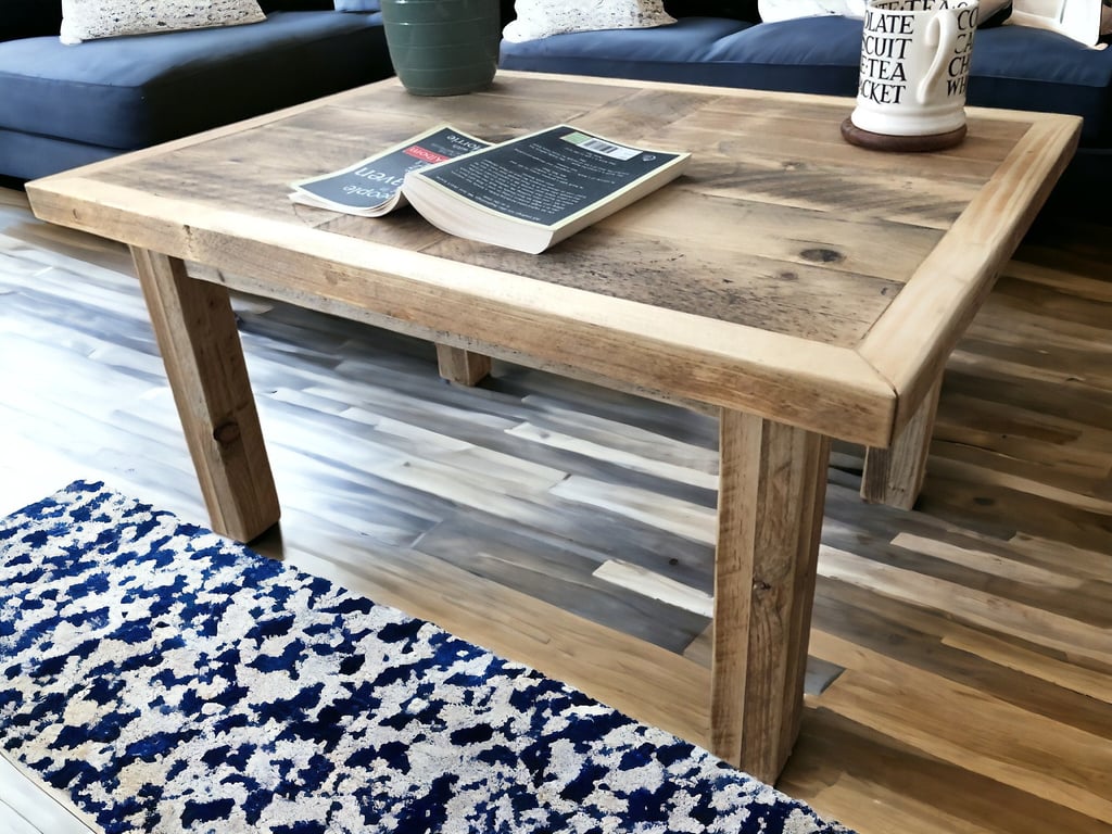 Small Patterned Coffee Table Rustic Wood Scaffold Boards THE BRAD