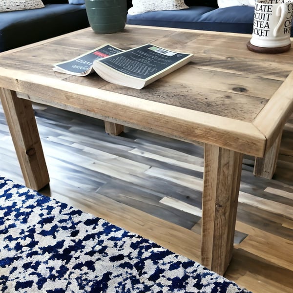 Small Patterned Coffee Table Rustic Wood Scaffold Boards THE BRAD