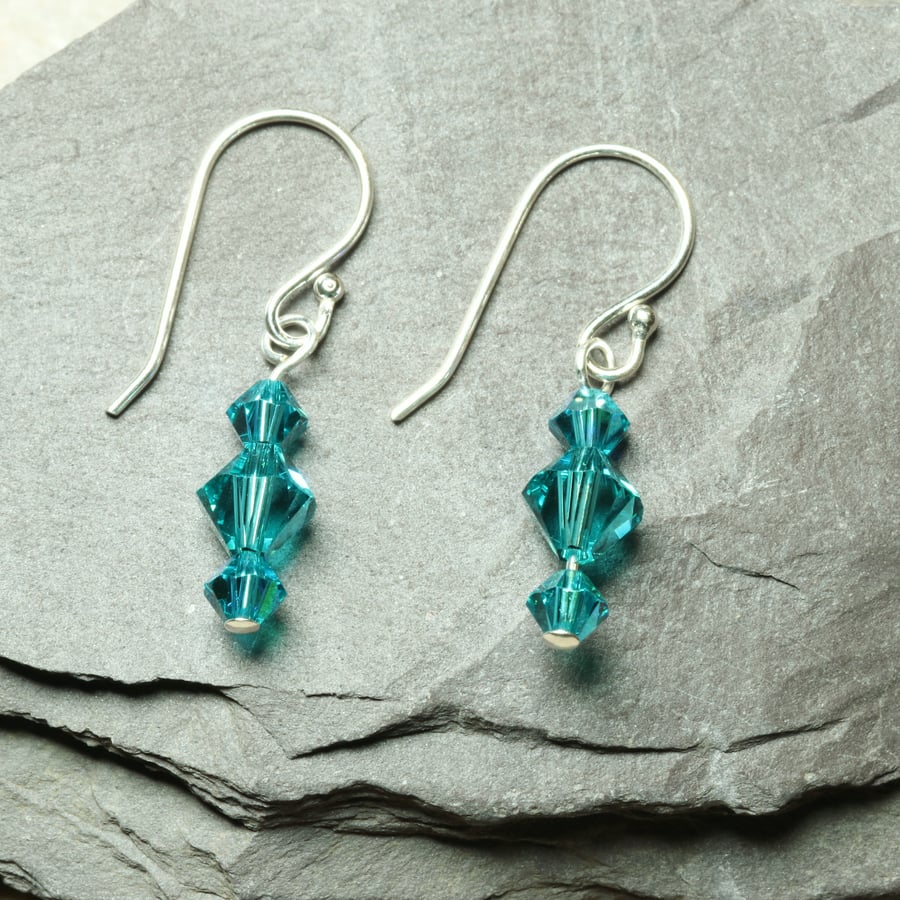 Swarovski  Indicolite Crystal Earrings with Sterling Silver