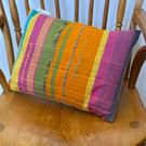 Handwoven 'Sunset' Cushion – linen backed, feather insert.