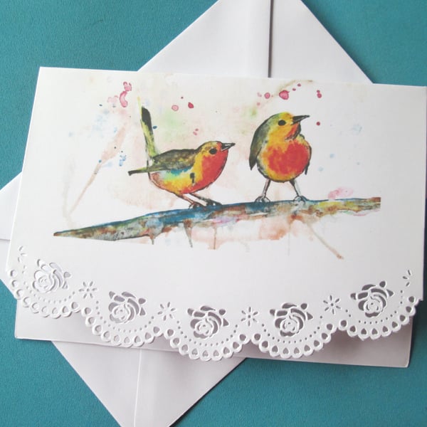 Birds Together Blank Card. Print of original painting