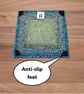 Large coaster with anti-slip feet - dark teal and lime mix pattern  - Image 4