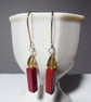 Sterling Silver Earrings with Red Jasper Candle & Faceted Honey Quartz Flame