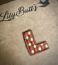 Embroidered Iron on Patch - Letter L 2.5 cm x 3.5 cm Brown - Image 1