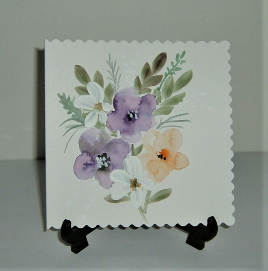 floral hand painted original all occasion greetings card ( ref f 859 )