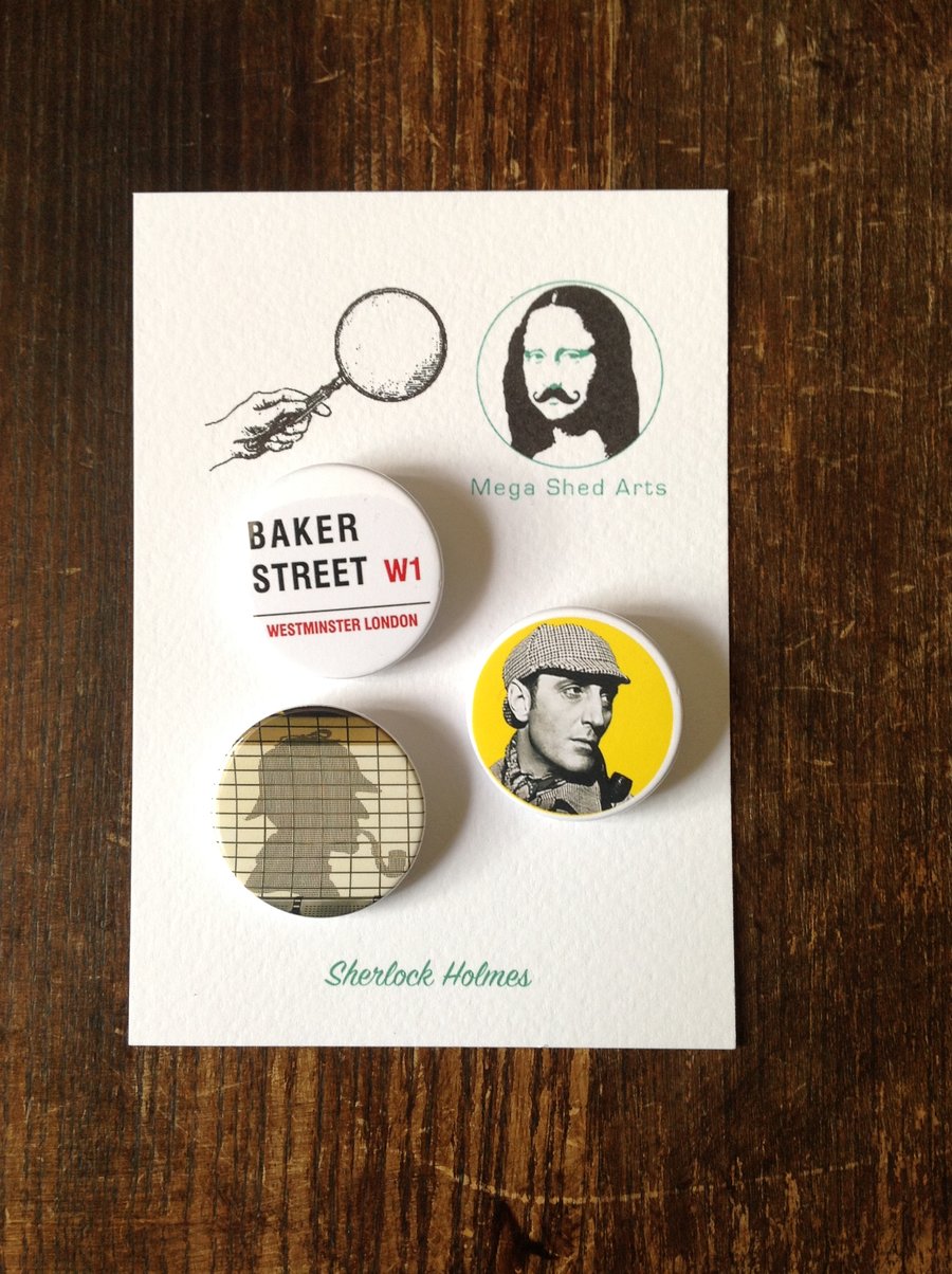 Cool Sherlock Holmes Detective, 38mm Button Pin Badge