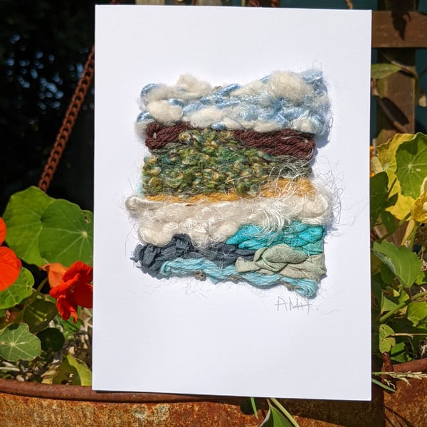 Mini Weaving Original Artwork Greetings Card 'Coastal II'