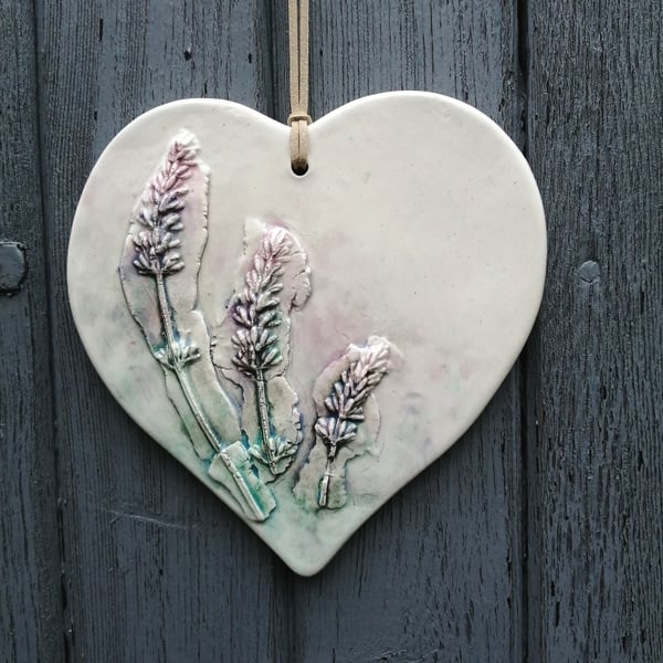 Ceramic Lavender Heart  1 of 4