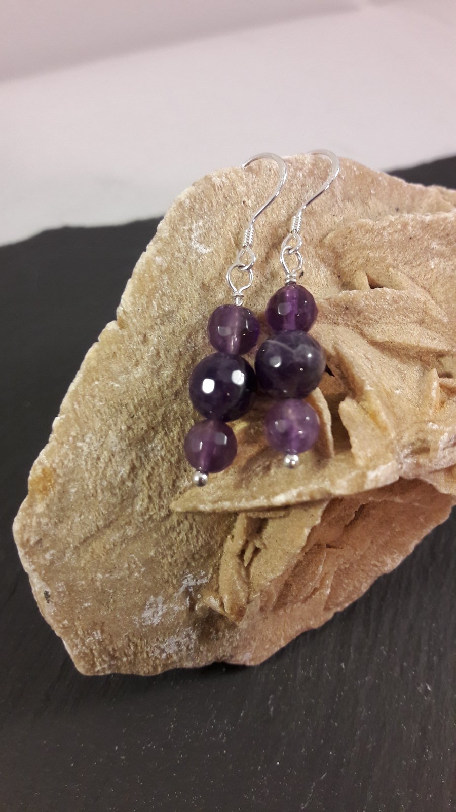 Faceted Amethyst and Sterling Silver Earrings