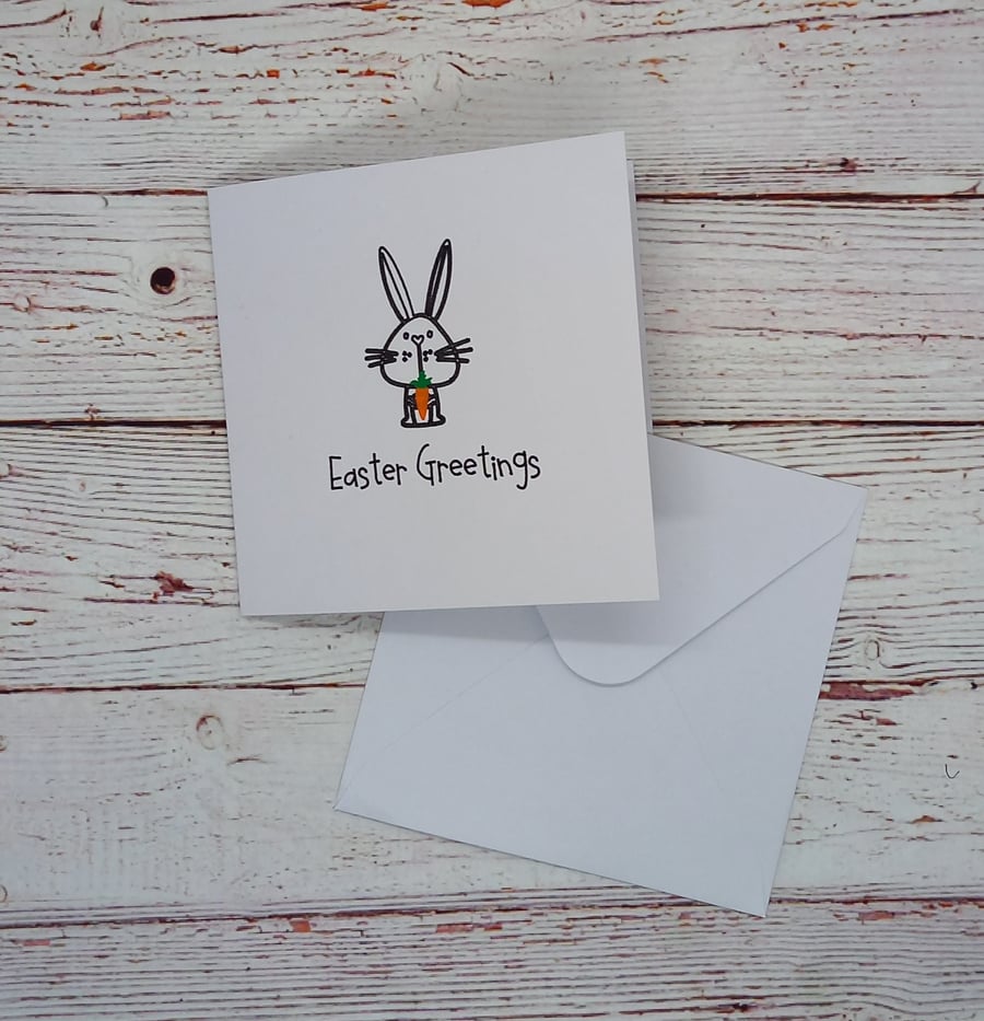 Easter Greetings, Hand-drawn Easter Card, Easter Bunny Card