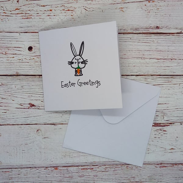 Easter Greetings, Hand-drawn Easter Card, Easter Bunny Card
