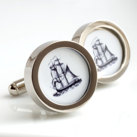 Vintage Sailing Ship Cufflinks - Old World Sailing Charm 