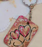 Wooden rectangular floating hearts keyring  - Image 2
