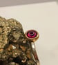 Rhodolite Garnet Ring - Sterling Silver Gold Bezel - Size K - Image 10