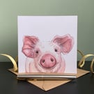 Pig Card. Birthday, Personalised or blank Piglet Card for Pig lover.