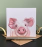 Pig Card. Birthday, Personalised or blank Piglet Card for Pig lover. - Image 1