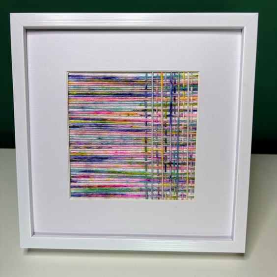 Multicoloured Woven Yarn Art – Handmade Framed Textile Picture