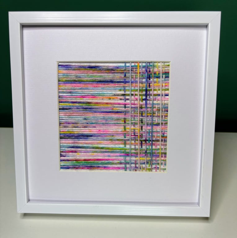 Multicoloured Woven Yarn Art – Handmade Framed Textile Picture