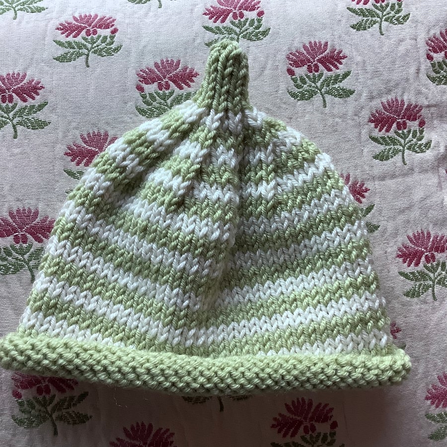 Hand Knitted Cashmere Blend Baby Beanie For Small or Premature Babies
